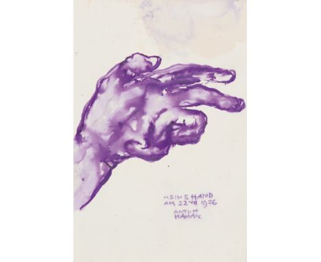 ANTON HANAK (Brünn 1875 - 1934 Wien)Meine Hand, 1926Tinte/Papier, 28,3 × 19 cmsigniert Anton Hanak, datiert am 22 VII 1926bes