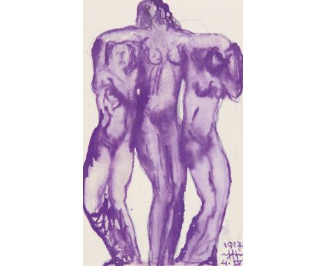 ANTON HANAK (Brünn 1875 - 1934 Wien)Getragene, 1917Tinte/Papier, 21,2 × 13,1 cmmonogrammiert AH, datiert 4.IV.1917SCHÄTZPREIS