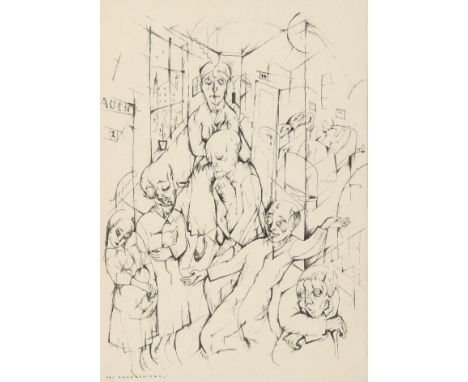CARRY HAUSER* (Wien 1895 - 1985 Rekawinkel)Das Krankenhaus, 1921Tusche/Papier, 43 × 32 cmmonogrammiert CH, datiert 21, beschr