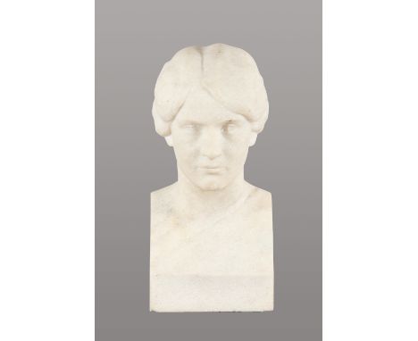 JOSEF HEU (Marburg a. d. Drau 1876 - 1952 Ampleforth)Porträtbüste einer Frau, 1924Marmor, 48 × 22,7 × 27 cmsigniert und datie