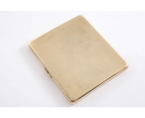 A MODERN 9 CT. GOLD CIGARETTE CASE rectangular with engine-turned decoration, the interior inscribed "Humphie 1935" by W. Nea