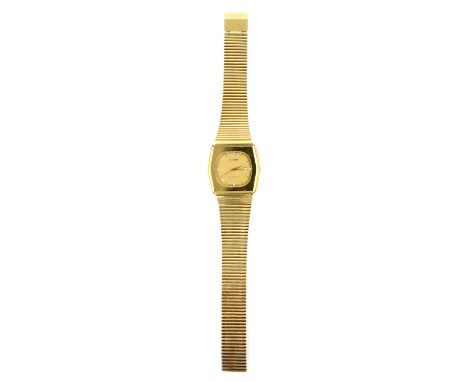 Rado A Gentleman's automatic wristwatch, cushion champagne dial with gems set at 3,6,9 and 12 o'clock, on a gold plated brace