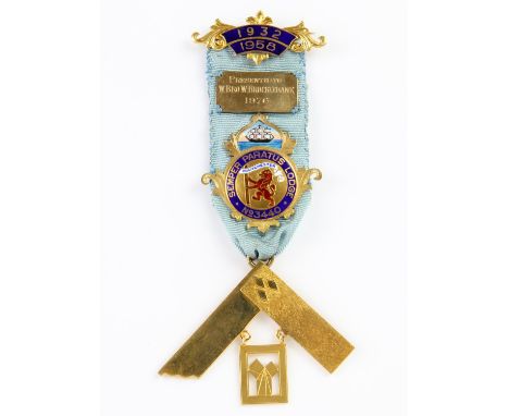 Masonic regalia in a case, including book and documents, with a 1976 medal, with enamel, presented by the 'Semper Paratus Lod