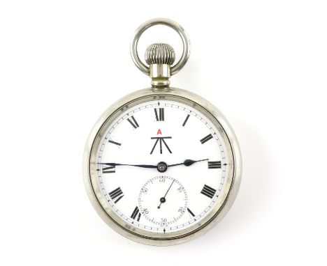 A Royal Flying Corps pocket watch, the white dial with Roman numeral hour markers and subsidiary seconds dial marked with Bro