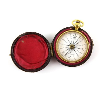 Antique long neck compass, marked W.Dixey, in base metal, with a enamel dial, has a small transit lock lever at the top, in o