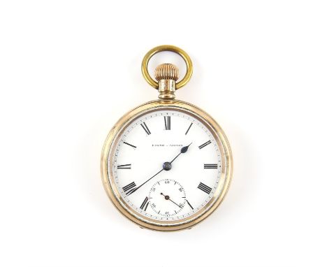 Donne London open faced pocket watch, the signed white enamel dial, with black Roman numeral hour markers, subsidiary seconds