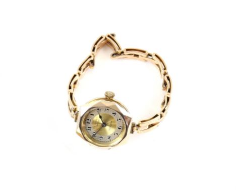 Rolex, a ladies gold wristwatch, signed dial bearing marked for retailer T.W. Long & Co Swansea, with Arabic numerals and min