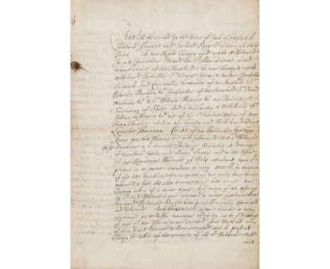 Survey of the King's Wardrobes.- Charles II (King of England, Scotland, and Ireland, 1630-85) Draft addressed to the Lord Cha