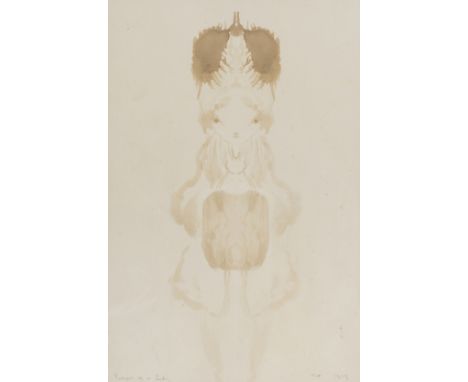 Symmetry.- Beerbohm (Max) Portrait of a Lady, sepia ink symmetrical drawing, signed and dated '1919' in the lower right corne