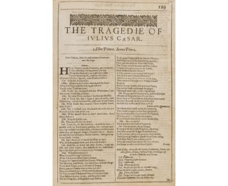 [Shakespeare (William)] The Tragedie of Iulius Caesar, from the Second Folio, 22pp., numbered 129-150, double column, woodcut