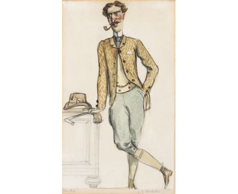 Sassoon, Siegfried.- Whistler (Rex) "The Host", pen and brown ink, pencil and watercolour, on wove paper laid onto paper supp