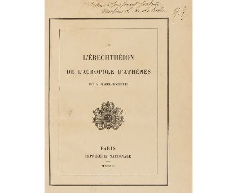 Raoul-Rochette (Désiré) Sur L'Érechthéum de l'Acropole d'Athènes: Deux Dissertations de Fr.Thiersch, 2 folding plans at end, 