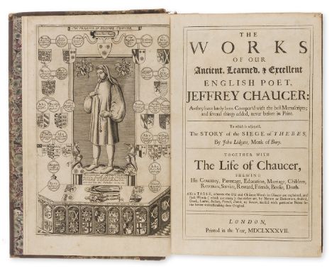 Chaucer (Geoffrey) The Works, edited by Thomas Speight, double column, mostly black letter, engraved frontispiece incorporati