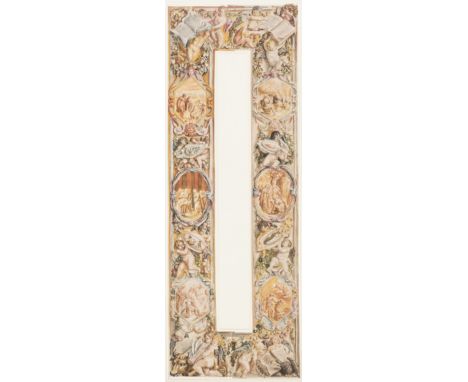 Flemish School (17th century) Ornamental border design, possibly for a tapestry, containing six biblical vignettes including 