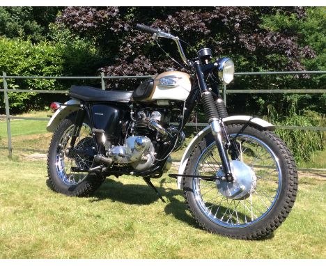 A 1965 Triumph T100SC, registration number TBA, frame number H40821, engine number H40821, burnished gold and Alaskan white. 