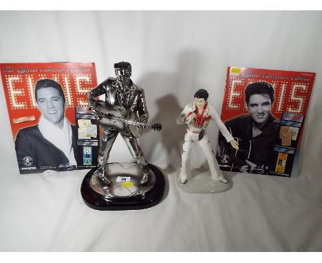 A Silver Dreams figurine depicting Elvis Presley by Leonardo 2005 and a ceramic figurine depicting Elvis Presley and two 'the