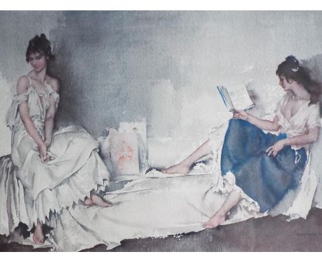 A colour print after Sir William Russell Flint RA PRWS RE NS, (Scottish 1880 - 1969) entitled 'The Interlude' published by Fr