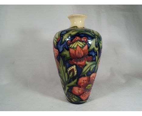 A Moorcroft Pottery modern vase decorated in a pink floral design, 15.5 cm (high) - Est £70 - £100 