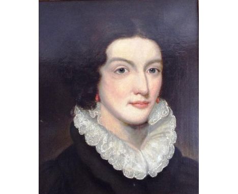 A late 17th century oil on canvas, portrait of an unknown lady, unsigned in period gilded frame, image size 38 cm x 31.5 cm -