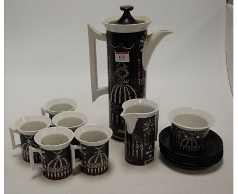 A Portmeirion pottery Magic City five piece coffee set