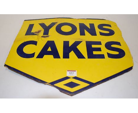 A mid 20th century Lyons Cakes enamel advertising sign