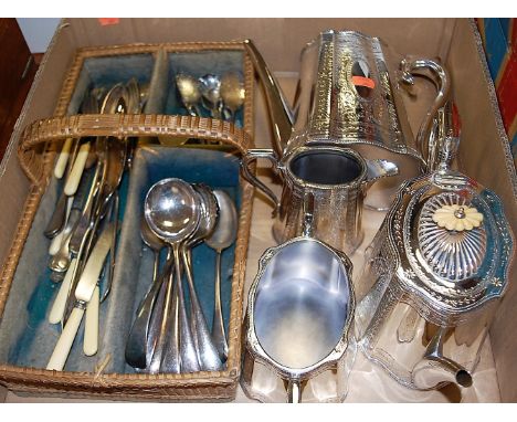 An early 20th century silver plated four piece tea/coffee service in the 18th century style of serpentine form with all over 