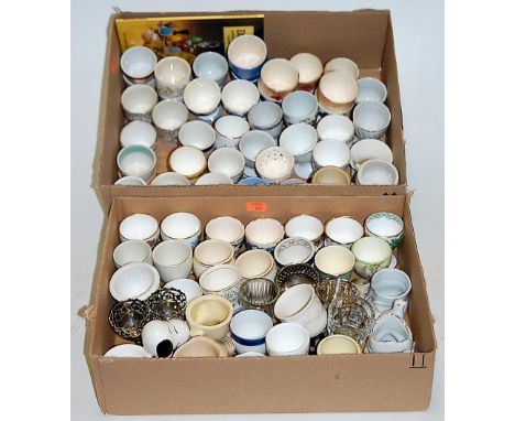 Two boxes of eggcups, to include Copeland Spode polka dot and Japanese examples; together with  'An introduction to Pocillovy