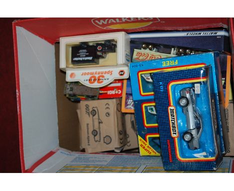 A box of Matchbox, Corgi and other toy vehicles 
