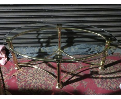 GLASS TOPPED CIRCULAR COFFEE TABLE 