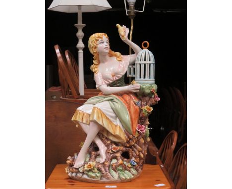 CONTINENTAL STYLE GLAZED CERAMIC FIGURE FORM TABLE LAMP (AT FAULT) 