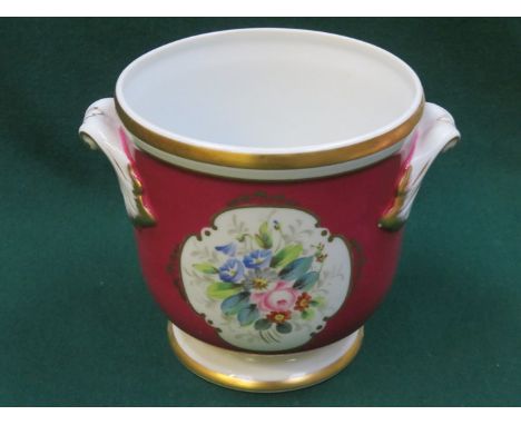 HANDPAINTED, GILDED AND FLORAL DECORATED CERAMIC PLANTER 