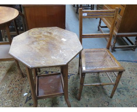 OCTAGONAL TOPPED OCCASIONAL TABLE AND SINGLE BERGERE 