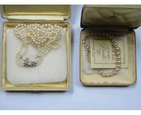 TWO PEARL NECKLACES 