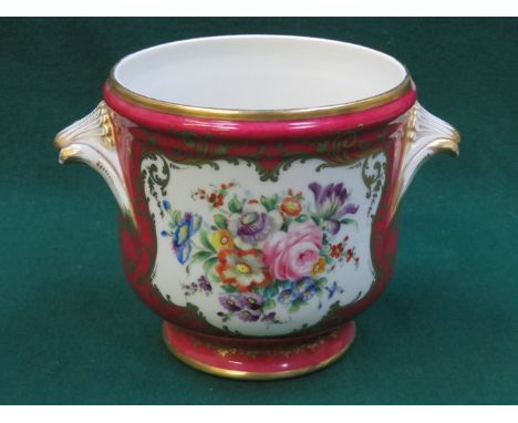 FRENCH HANDPAINTED, GILDED AND FLORAL DECORATED CERAMIC PLANTER 