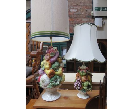 TWO SIMILAR CERAMIC FRUIT FORM TABLE LAMPS 