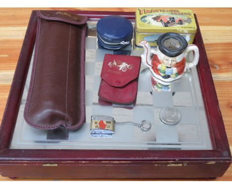 CHESS SET AND OTHER SUNDRIES INCLUDING LIGHTER, RECORDER AND VINTAGE SWEET TIN, ETC.