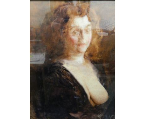 DUNCAN GRANT (1885-1978) British, Portrait of a Woman Exposing Herself, print, framed and glazed. 47 x 58 cm.