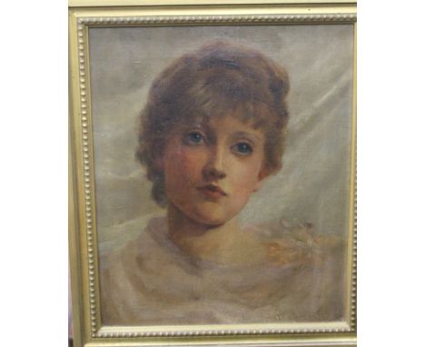 MARIE LARSON, Portrait of a Girl, oil on canvas, framed.