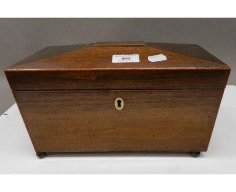 A Victorian rosewood tea caddy.  30.5 wide x 17 cm high.