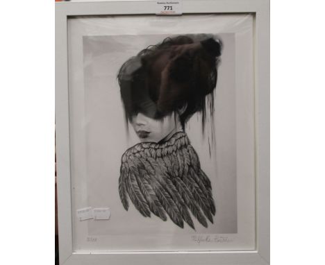 RAFFAELLA BERTOLINI, The Raven, limited edition print, numbered 5/10 and signed, framed and glazed. 31 x 39 cm overall.