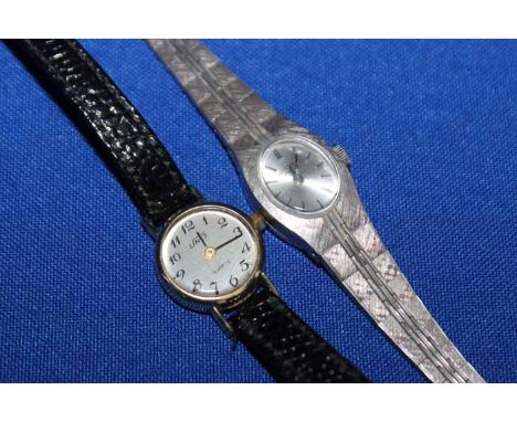 LADY'S UNO WRIST WATCHon a black strap; along with a lady's Rotary wrist watch (2)