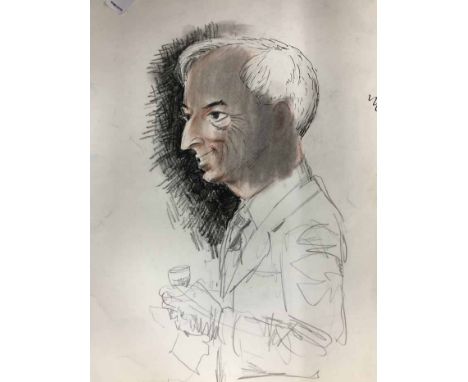 LOT OF SKETCHESincluding caricatures of notable figures such as Winston Churchill, and Graham Sutherland; pen and pastel on p