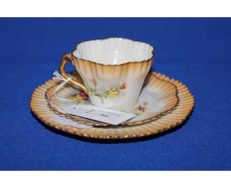 THREE NAUTILUS TRIOSof cup, saucer and side plate also a Nautilus cup, saucer and cake plate, all with crimped borders (9)