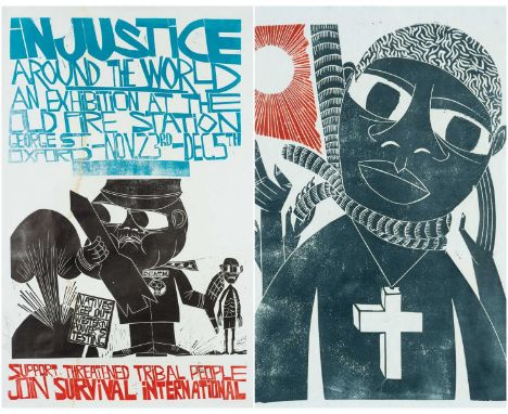 ‡ PAUL PETER PIECH two lithographs - exhibition poster from 'The Old Fire Station, George Street, Oxford', supporting threate