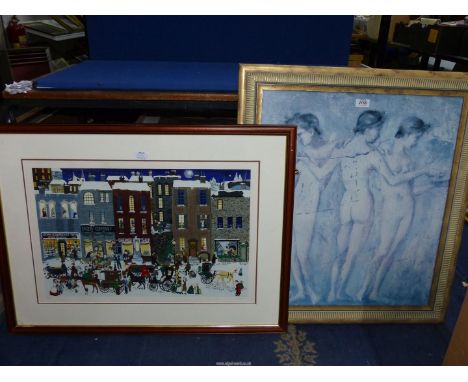 A limited edition hand embellished framed Steriolithograph, no. 150/350 'In Memory of Dickens', Deneille Spohn Moes, signed l