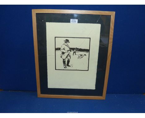 A framed and glazed Sir William Nicholson (1872-1949) Woodblock Print from the 1898 series 'Almanac of sporting scenes', limi