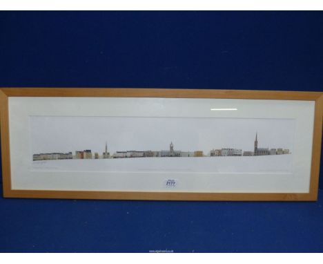 A framed and mounted William Highet print of 'Edinburgh - The Golden Mile', 32 1/2'' x 11 1/4''.