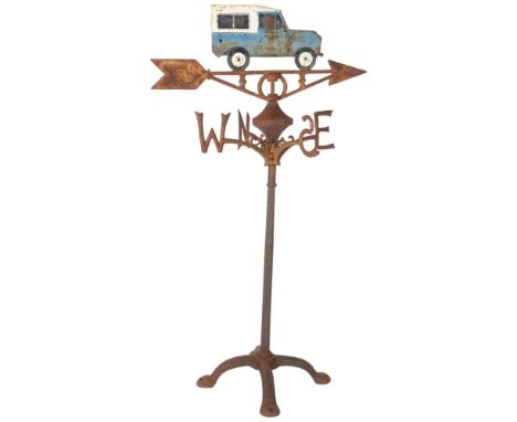 A Vintage cast-iron weather vane, surmounted by a Land Rover, H85cm 