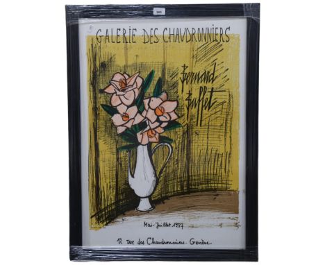 Bernard Buffet, a framed poster print advertising artworks by Bernard Buffet at the Galerie Des Chaudronniers, from May to Ju