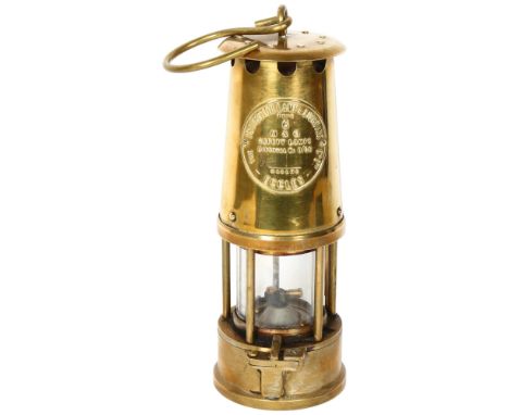 "The Protector Lamp & Lighting Company Ltd", a Type 6 M&O safety lamp by Eccles, height to loop 25cm 